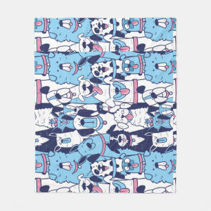 Fun Hund Rassen Tiermuster Cartoon Fleecedecke