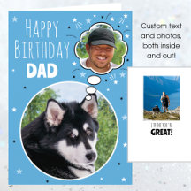 Fun Hund Vater Geburtstag Gedanken Blase Foto Blau