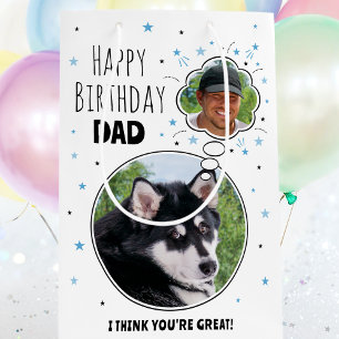 Fun Hund Vater Geburtstag Gedanken Blase Foto Weiß Mittlere Geschenktüte