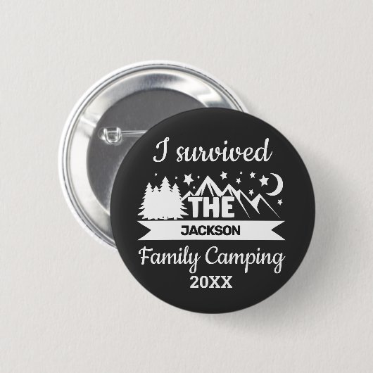 Fun I survived the family camping Button (Vorne & Hinten)