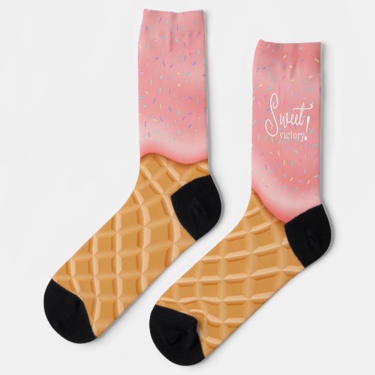 Fun Ice Cream Cone Sweet Victory Sprinkles Pink Socken (Linkes Detail)