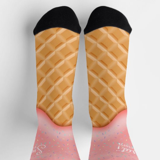 Fun Ice Cream Cone Sweet Victory Sprinkles Pink Socken (Oben)