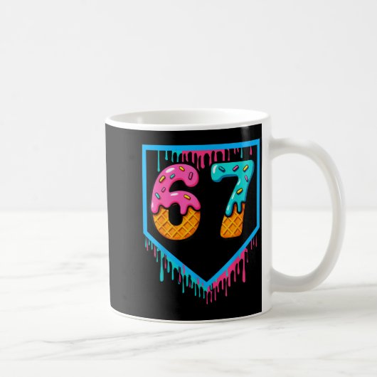 Fun Ice Cream Drip 67 Number 6-7 6 7 Baseball Six  Kaffeetasse (Rechts)