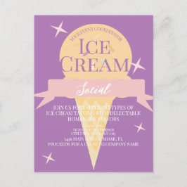 Fun Ice Cream Social Flyer Einladung Lila Postkarte