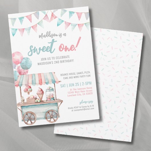 Fun Ice Cream Summer 1. Geburtstag Party Einladung