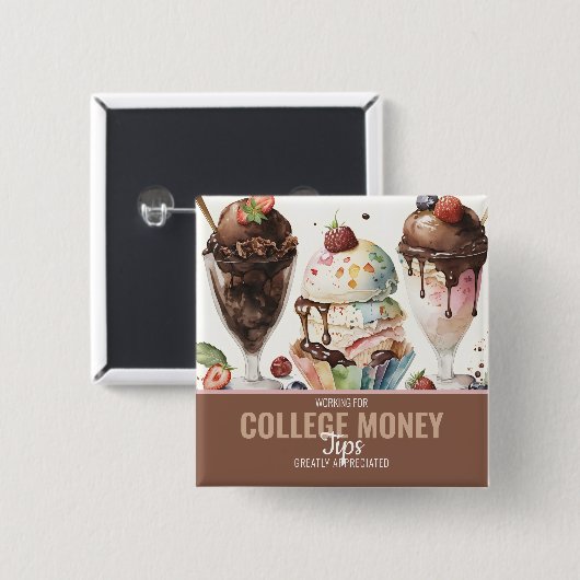 FUN ICE CREAM, Tipps geschätzt, Uni Geld Button (Vorne & Hinten)