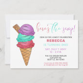 Fun Ice Creme Party zum Geburtstag Einladung (Vorderseite)