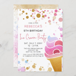 Fun Ice Creme Party zum Geburtstag Einladung
