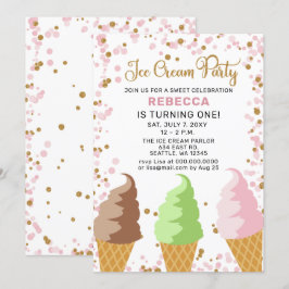 Fun Ice Creme Party zum Geburtstag Einladung