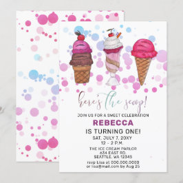 Fun Ice Creme Party zum Geburtstag Einladung
