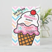 Fun Ice Creme Party zum Geburtstag Einladung (Stehend Vorderseite)