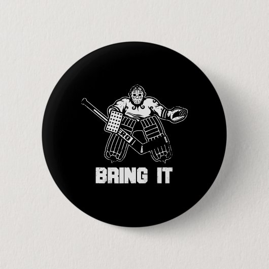Fun Ice Hockey Player Geschenk Goalie Apparel Graf Button (Vorderseite)