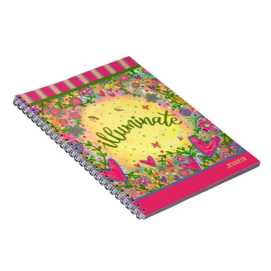 Fun Illuminate Yellow Floral Heart Notebook Notizblock (Rechte Seite)