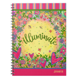 Fun Illuminate Yellow Floral Heart Notebook Notizblock
