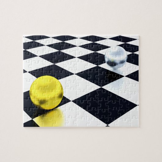 Fun Illusion Checkerboard Gold Silver Balls Puzzle (Horizontal)