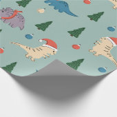 FUN ILLUSTRATION CHRISTMAS DINOSAUR GIFT WRAPPING GESCHENKPAPIER (Ecke)