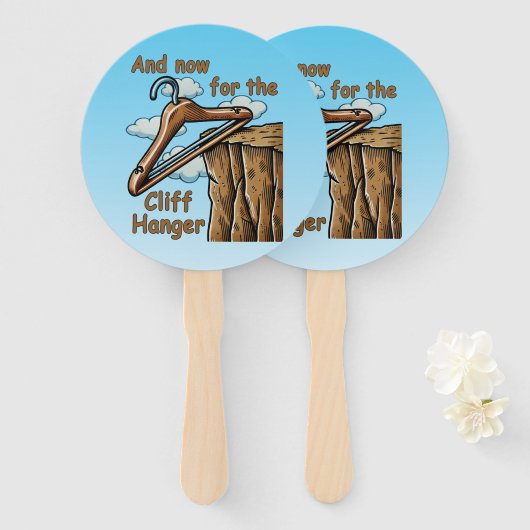 Fun Image of Cliff Hanger with Playful Wordplay Fächer (Vorne und Hinten)