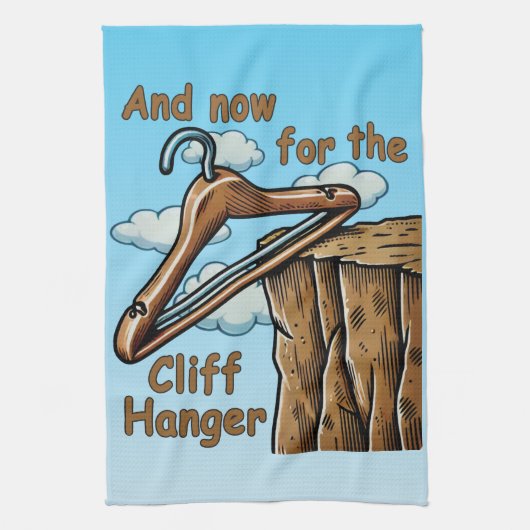 Fun Image of Cliff Hanger with Playful Wordplay Geschirrtuch (Vertikal)