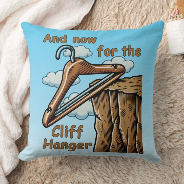 Fun Image of Cliff Hanger with Playful Wordplay Kissen (Decke)