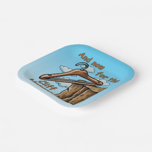 Fun Image of Cliff Hanger with Playful Wordplay Pappteller (Gewinkelt)