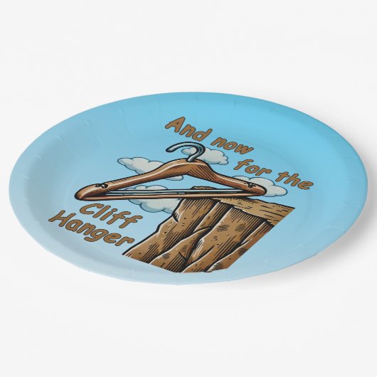 Fun Image of Cliff Hanger with Playful Wordplay Pappteller (Schrägansicht)