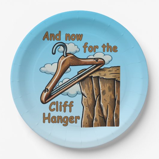 Fun Image of Cliff Hanger with Playful Wordplay Pappteller (Vorderseite)