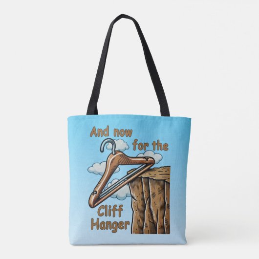 Fun Image of Cliff Hanger with Playful Wordplay Tasche (Rückseite)