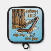 Fun Image of Cliff Hanger with Playful Wordplay Topflappen (Vorderseite)