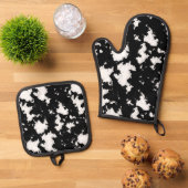 Fun Imitate Kuh drucken Schwarz und Weiß Ofenhandschuh & Topflappen-Set (Oben Unten)