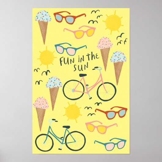 FUN IN DER SONNE Niedliche Farben Sommerzeit Kunst Poster (Vorne)