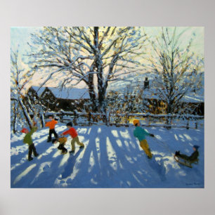 Fun in the snow Tideswell Derbyshire Poster