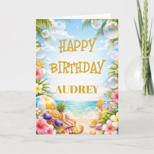 Fun in the Sun Custom Birthday Karte (Vorderseite)