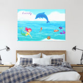 Fun in the Sun Mermaid Dolphin Beach Personalized Leinwanddruck (Insitu (Schlafzimmer))