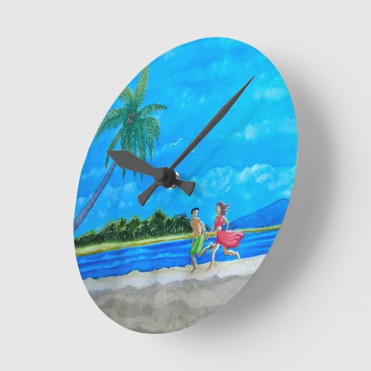 Fun in the Sun Run Runde Wanduhr (Winkel)