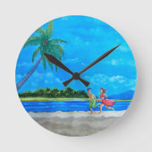 Fun in the Sun Run Runde Wanduhr (Vorderseite)