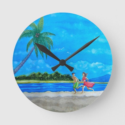 Fun in the Sun Run Runde Wanduhr (Vorderseite)