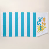 ☀️ Fun in the Sun Tropical Turquoise Stripe  Strandtuch (Vorderseite)