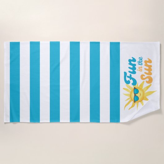 ☀️ Fun in the Sun Tropical Turquoise Stripe Strandtuch (Vorderseite)