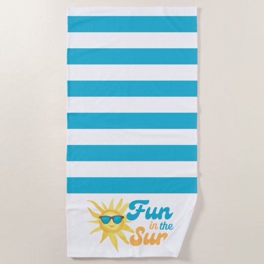 ☀️ Fun in the Sun Tropical Turquoise Stripe Strandtuch (Vorderseite)
