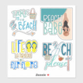 Fun Individual Beach Quotes Quirky Typografie Aufkleber (Blatt)