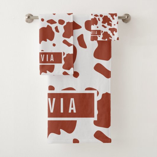 Fun Individuelle Name Ayrshire Kuh Tierbild Badhandtuch Set (Insitu)
