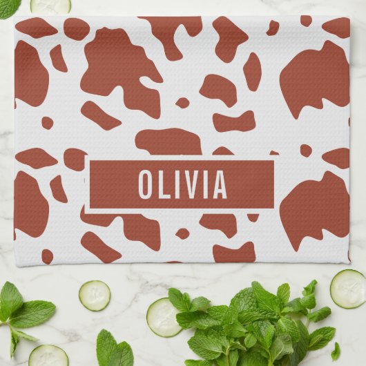 Fun Individuelle Name Ayrshire Kuh Tierbild Geschirrtuch (Gefaltet)