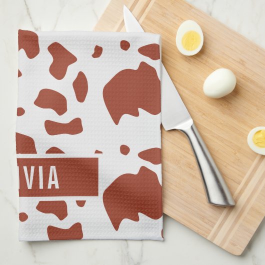 Fun Individuelle Name Ayrshire Kuh Tierbild Geschirrtuch (Viertel Falte)