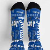 Fun Individuelle Name Dark Blue White Men Socken (Oben)
