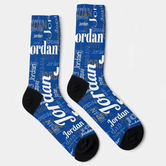 Fun Individuelle Name Dark Blue White Men Socken (Rechts)