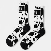 Fun Individuelle Name Holstein Kuh Tierdruckmuster Socken (Linkes Detail)
