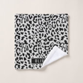 Fun Individuelle Name Snow Leopard Tierdruckmuster Badhandtuch Set (Waschlappen)