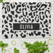 Fun Individuelle Name Snow Leopard Tierdruckmuster Geschirrtuch (Gefaltet)