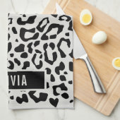 Fun Individuelle Name Snow Leopard Tierdruckmuster Geschirrtuch (Viertel Falte)