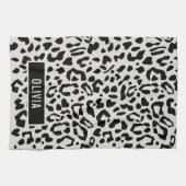 Fun Individuelle Name Snow Leopard Tierdruckmuster Geschirrtuch (Horizontal)